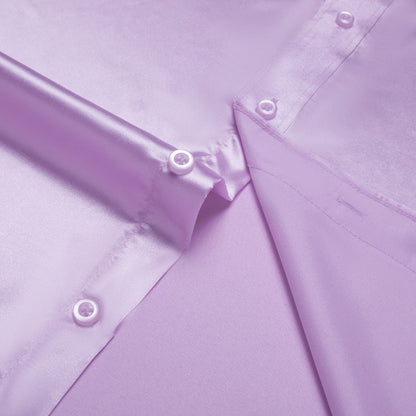 Purple Solid Satin Men's Silk Dress Shirt shirt    - Sophisticated Gentlemen