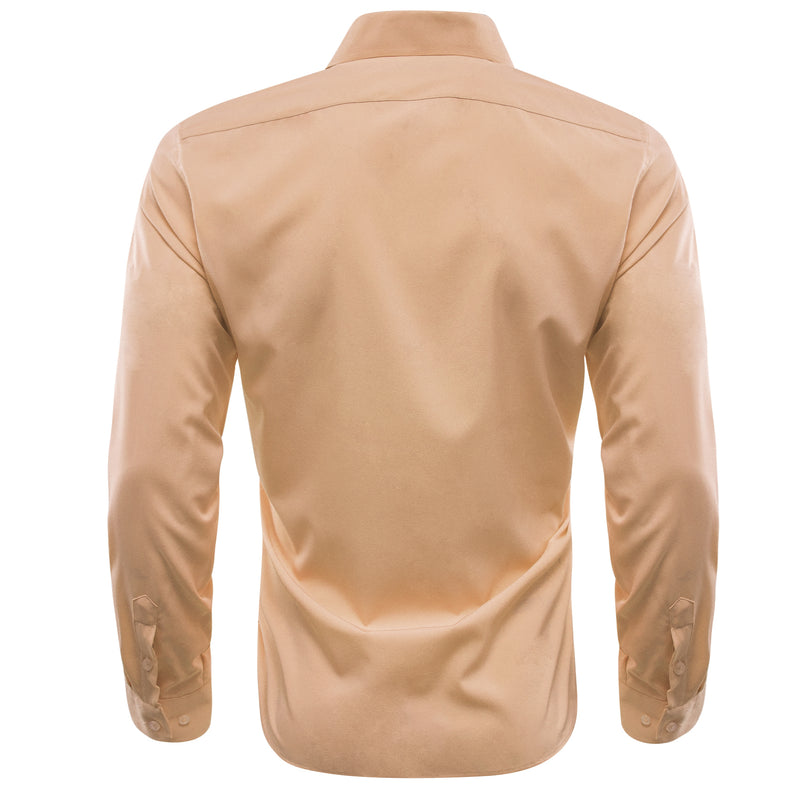 Beige Solid Silk Dress Shirt shirt    - Sophisticated Gentlemen