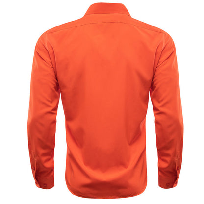 Orange Solid Silk Dress Shirt shirt    - Sophisticated Gentlemen