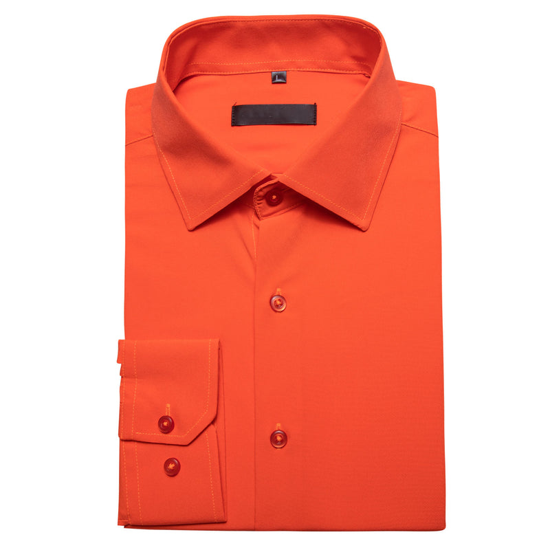 Orange Solid Silk Dress Shirt shirt    - Sophisticated Gentlemen