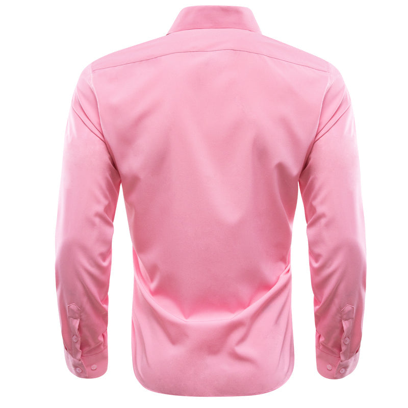 Petal Pink Solid Silk Men's Dress Shirt shirt    - Sophisticated Gentlemen
