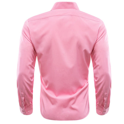 Petal Pink Solid Silk Men's Dress Shirt shirt    - Sophisticated Gentlemen
