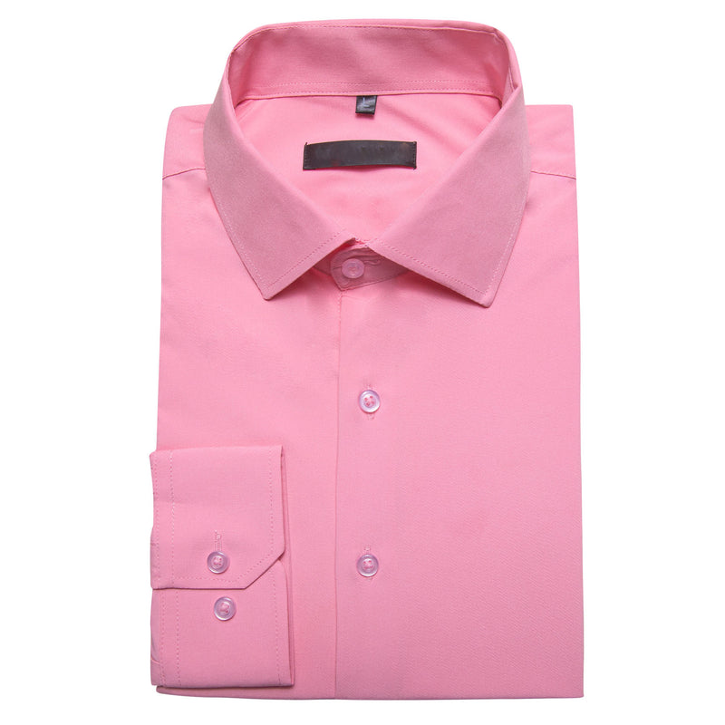 Petal Pink Solid Silk Men's Dress Shirt shirt    - Sophisticated Gentlemen
