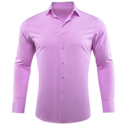 Purple Solid Silk Dress Shirt shirt S   - Sophisticated Gentlemen