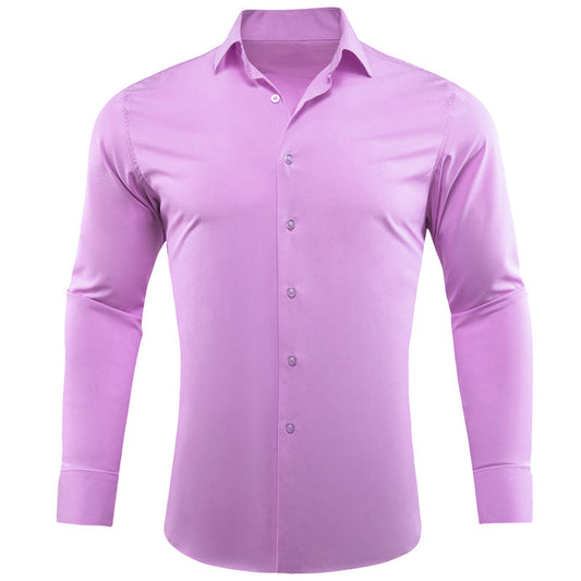 Purple Solid Silk Dress Shirt shirt S   - Sophisticated Gentlemen