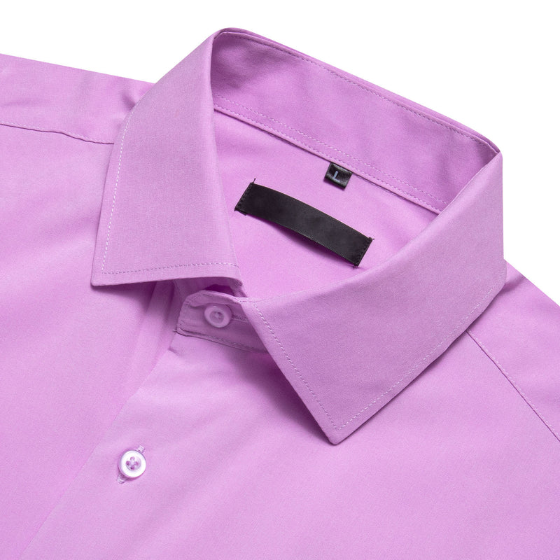Purple Solid Silk Dress Shirt shirt    - Sophisticated Gentlemen