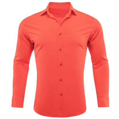 Light Orange Solid Silk Dress Shirt shirt S   - Sophisticated Gentlemen