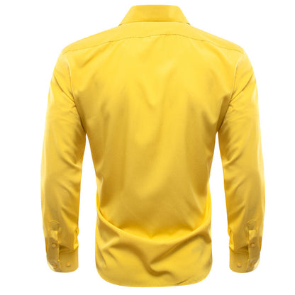 Yellow Solid Silk Dress Shirt shirt    - Sophisticated Gentlemen