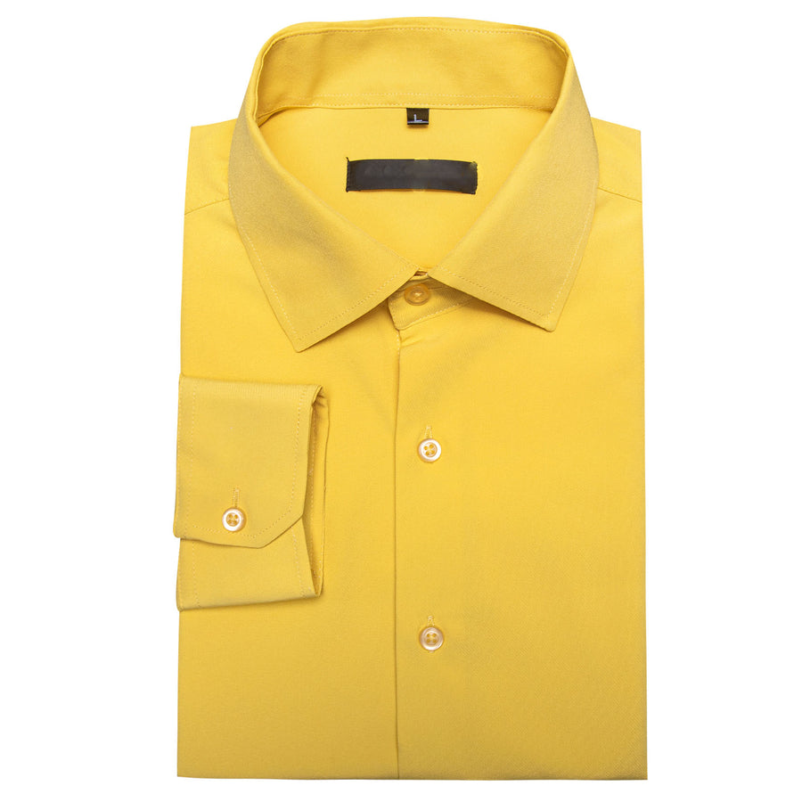 Yellow Solid Silk Dress Shirt shirt    - Sophisticated Gentlemen