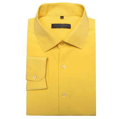 Yellow Solid Silk Dress Shirt shirt    - Sophisticated Gentlemen