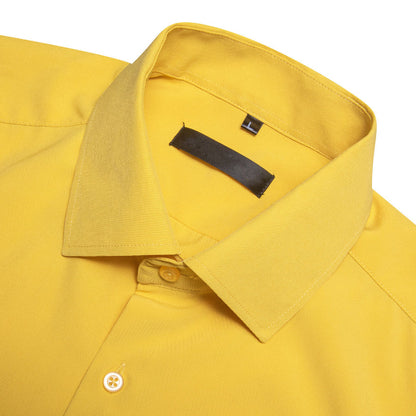 Yellow Solid Silk Dress Shirt shirt    - Sophisticated Gentlemen