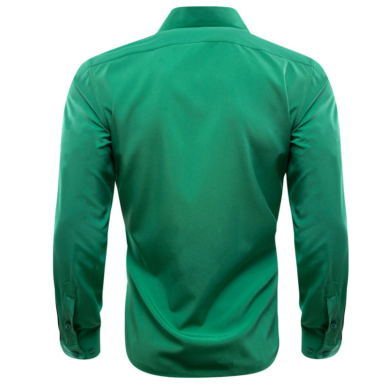Emerald Green Solid Silk Dress Shirt shirt    - Sophisticated Gentlemen