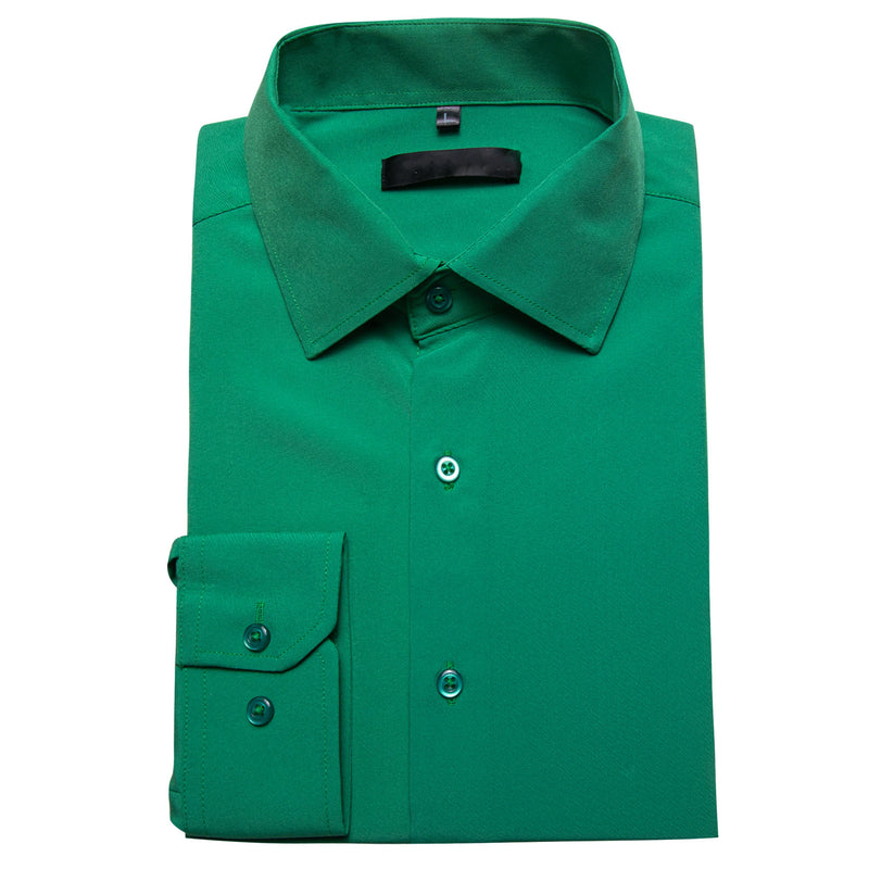 Emerald Green Solid Silk Dress Shirt shirt    - Sophisticated Gentlemen