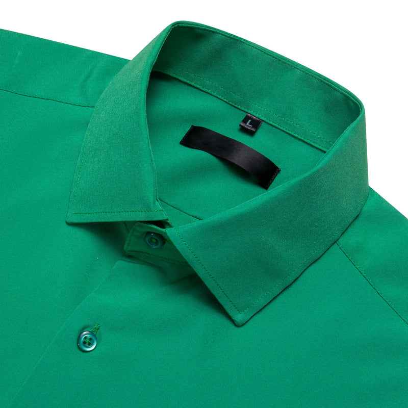 Emerald Green Solid Silk Dress Shirt shirt    - Sophisticated Gentlemen