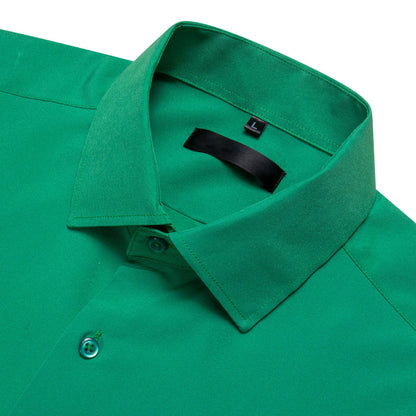 Emerald Green Solid Silk Dress Shirt shirt    - Sophisticated Gentlemen