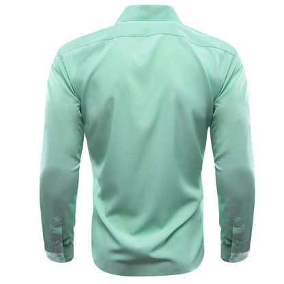 Mint Green Solid Silk Dress Shirt shirt    - Sophisticated Gentlemen