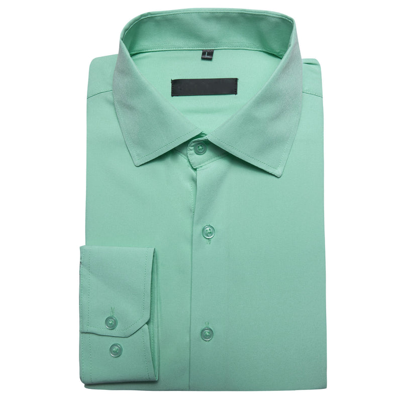 Mint Green Solid Silk Dress Shirt shirt    - Sophisticated Gentlemen