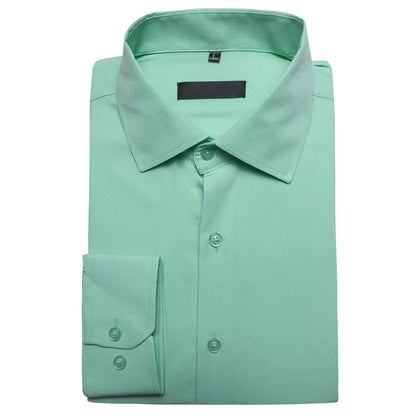 Mint Green Solid Silk Dress Shirt shirt    - Sophisticated Gentlemen