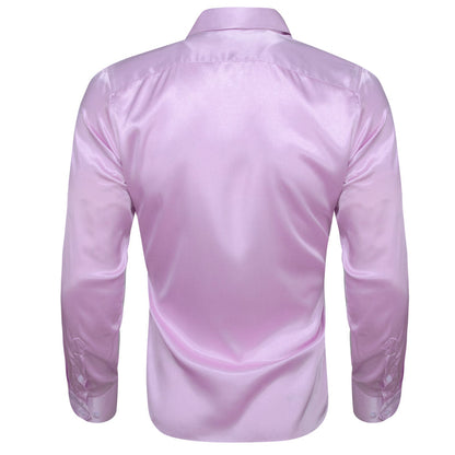 Mist Violet Purple Satin Solid Silk Dress Shirt shirt    - Sophisticated Gentlemen