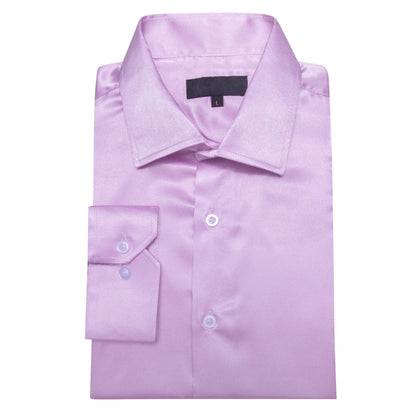 Mist Violet Purple Satin Solid Silk Dress Shirt shirt    - Sophisticated Gentlemen