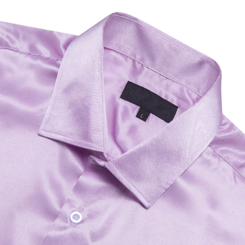 Mist Violet Purple Satin Solid Silk Dress Shirt shirt    - Sophisticated Gentlemen