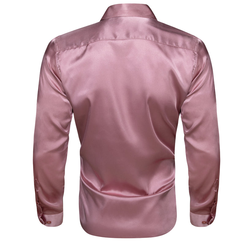 Rose Pink Satin Solid Silk Dress Shirt shirt    - Sophisticated Gentlemen