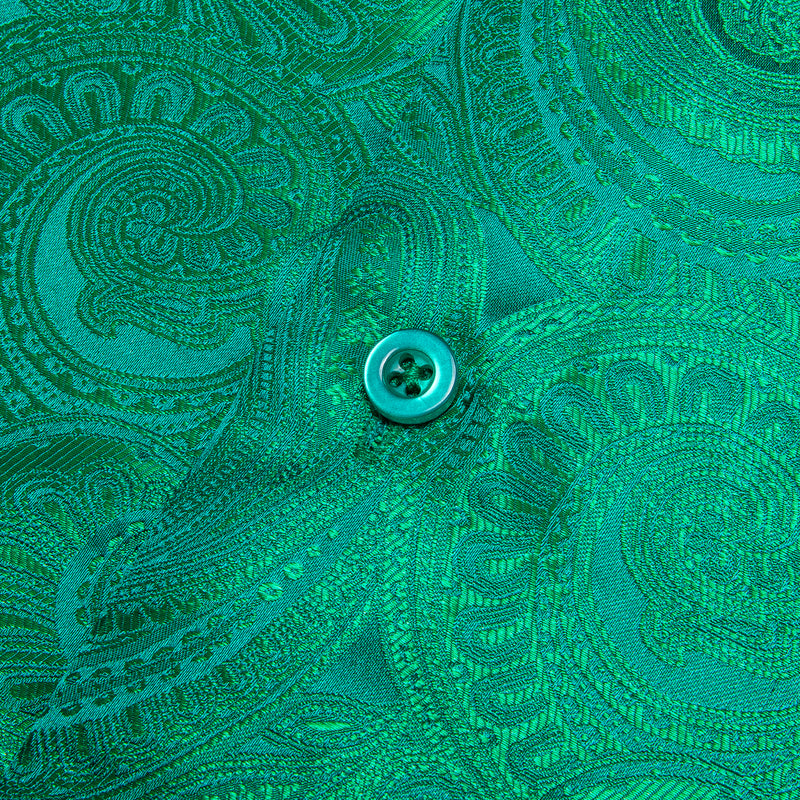 Light Green Paisley Pattern Silk Dress Shirt shirt    - Sophisticated Gentlemen