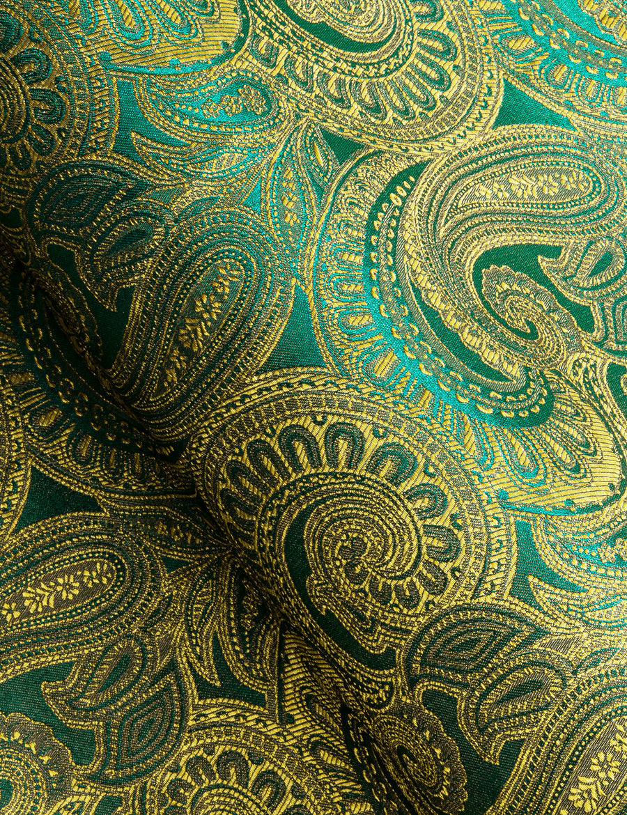 Green Golden Gradient Paisley Silk Dress Shirt shirt    - Sophisticated Gentlemen