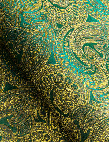 Green Golden Gradient Paisley Silk Dress Shirt shirt    - Sophisticated Gentlemen
