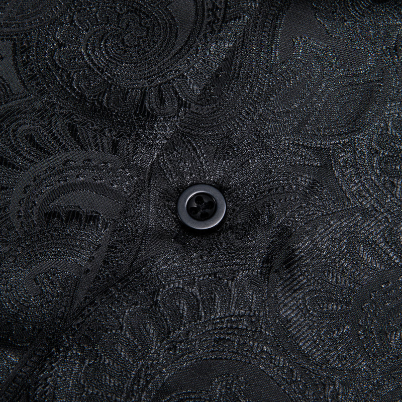 Black Paisley Pattern Silk Dress Shirt shirt    - Sophisticated Gentlemen