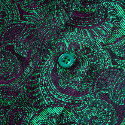 Purple Green Gradient Paisley Silk Dress Shirt shirt    - Sophisticated Gentlemen