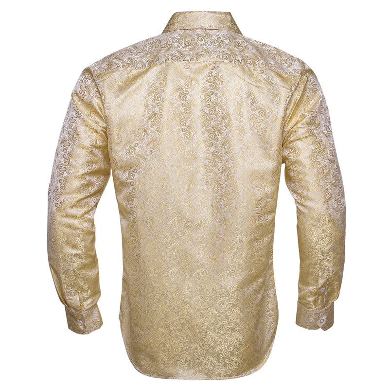 Champagne Silk Dress Shirt with Paisley Pattern shirt    - Sophisticated Gentlemen