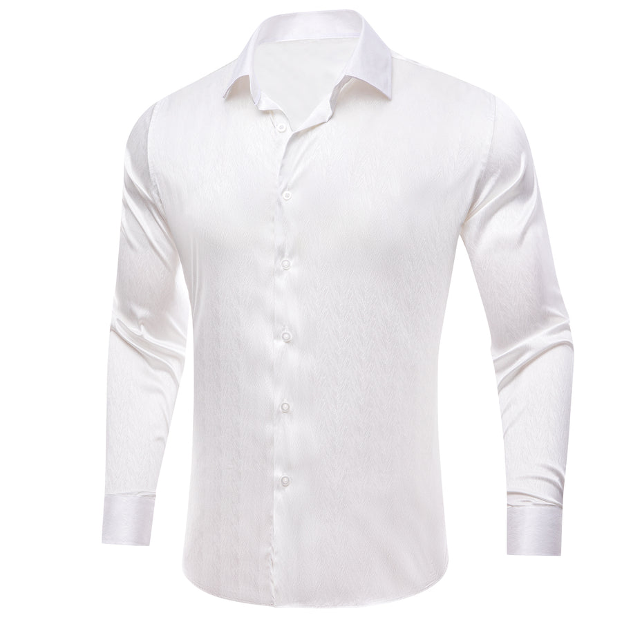White Novelty Silk Dress Shirt shirt    - Sophisticated Gentlemen