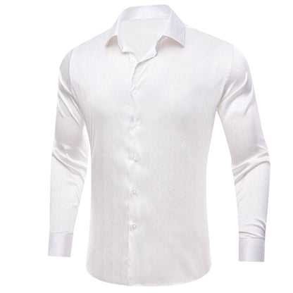 White Novelty Silk Dress Shirt shirt    - Sophisticated Gentlemen