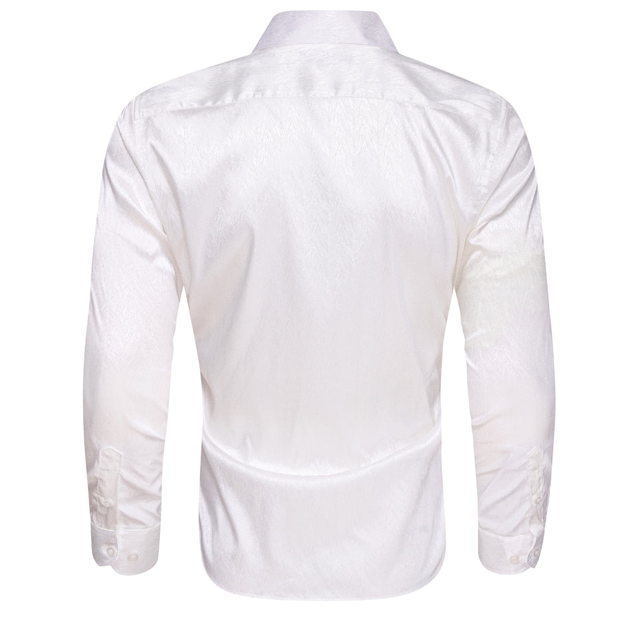 White Novelty Silk Dress Shirt shirt    - Sophisticated Gentlemen