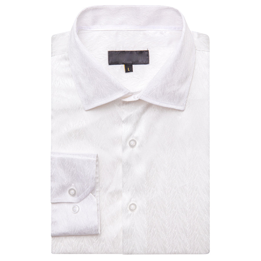 White Novelty Silk Dress Shirt shirt    - Sophisticated Gentlemen
