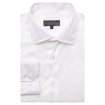 White Novelty Silk Dress Shirt shirt    - Sophisticated Gentlemen