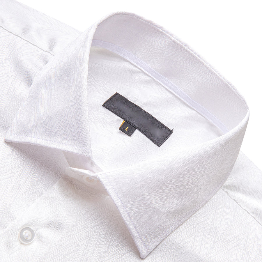 White Novelty Silk Dress Shirt shirt    - Sophisticated Gentlemen