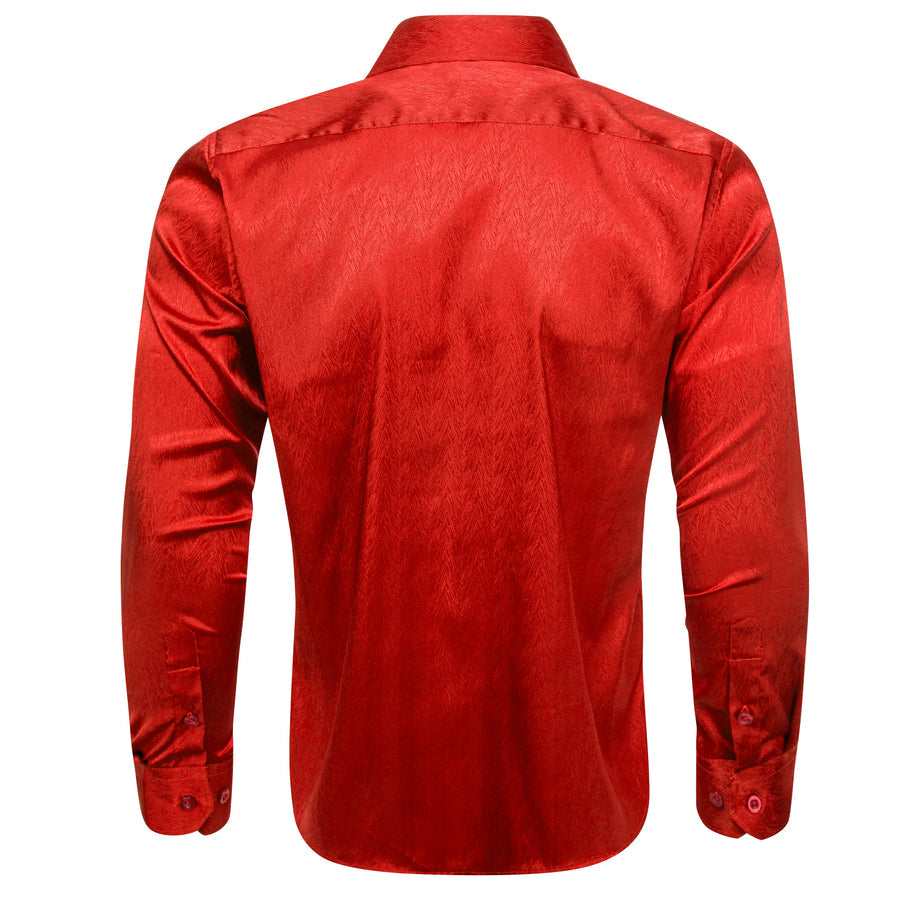 Tomato Red Novelty Silk Dress Shirt shirt    - Sophisticated Gentlemen