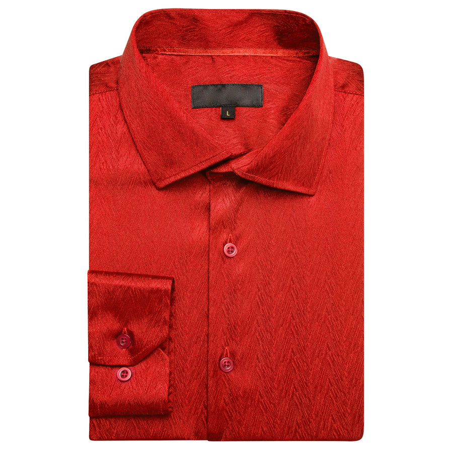 Tomato Red Novelty Silk Dress Shirt shirt    - Sophisticated Gentlemen