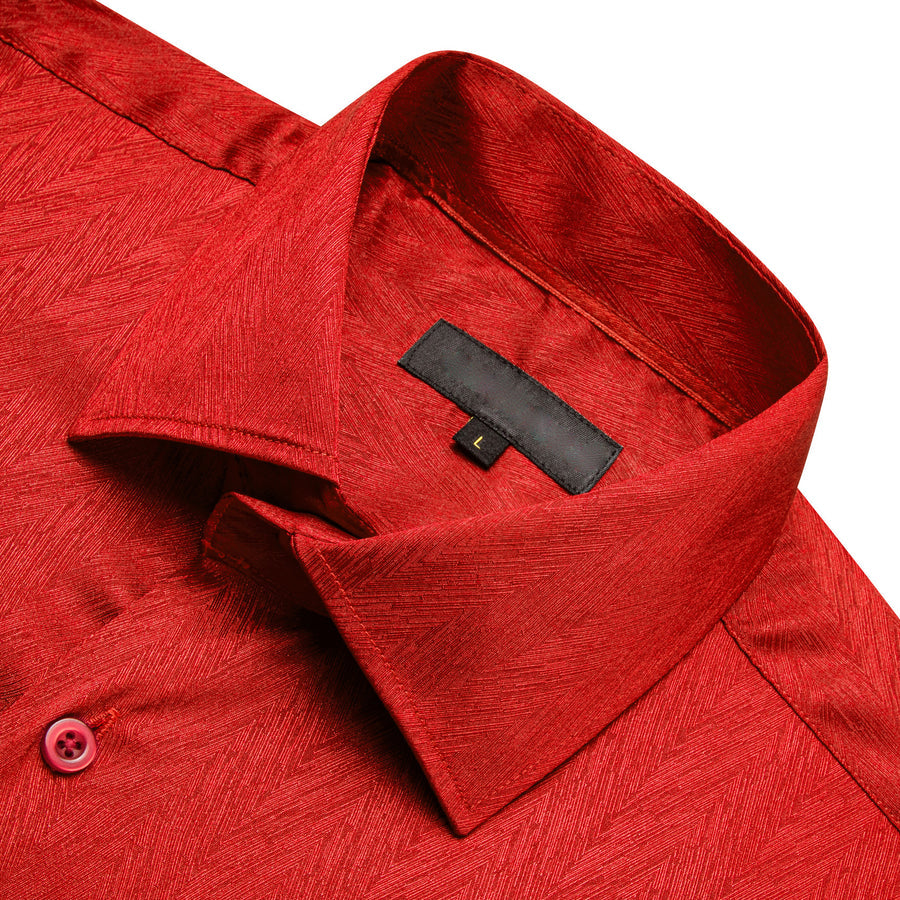 Tomato Red Novelty Silk Dress Shirt shirt    - Sophisticated Gentlemen