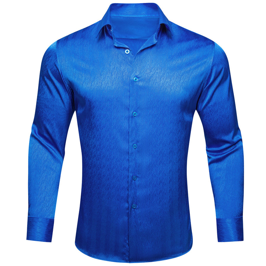Klein Blue Novelty Silk Dress Shirt shirt S   - Sophisticated Gentlemen