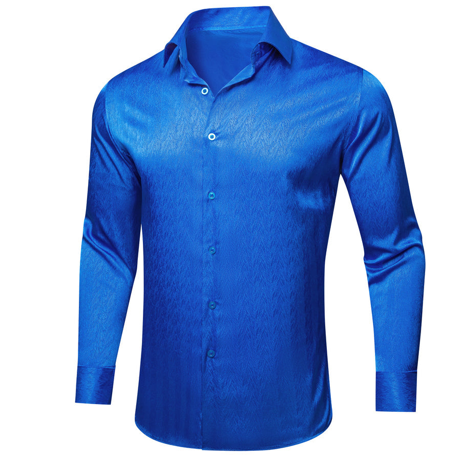 Klein Blue Novelty Silk Dress Shirt shirt    - Sophisticated Gentlemen