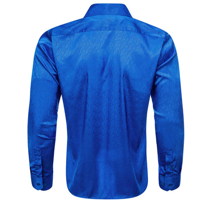 Klein Blue Novelty Silk Dress Shirt shirt    - Sophisticated Gentlemen