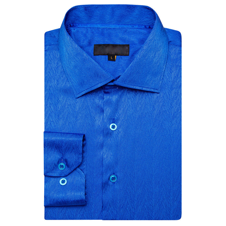 Klein Blue Novelty Silk Dress Shirt shirt    - Sophisticated Gentlemen