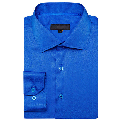 Klein Blue Novelty Silk Dress Shirt shirt    - Sophisticated Gentlemen