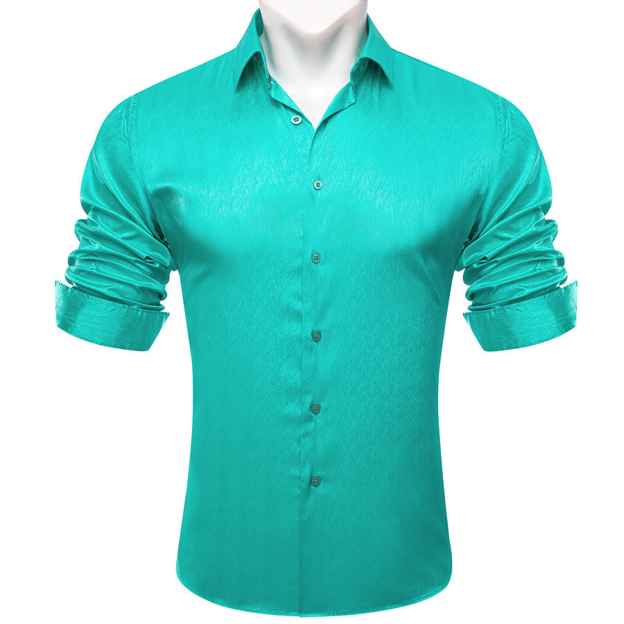 Aqua Green Novelty Silk Dress Shirt shirt    - Sophisticated Gentlemen