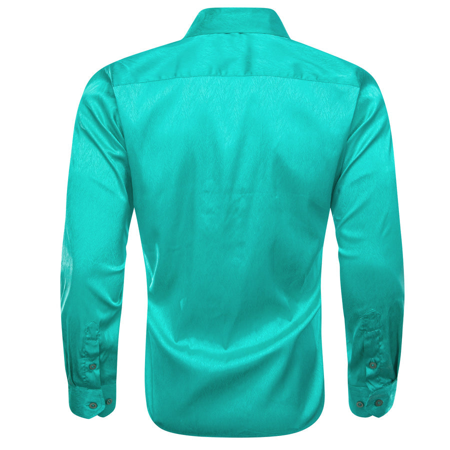 Aqua Green Novelty Silk Dress Shirt shirt    - Sophisticated Gentlemen