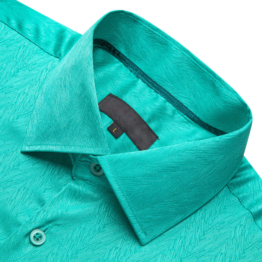 Aqua Green Novelty Silk Dress Shirt shirt    - Sophisticated Gentlemen