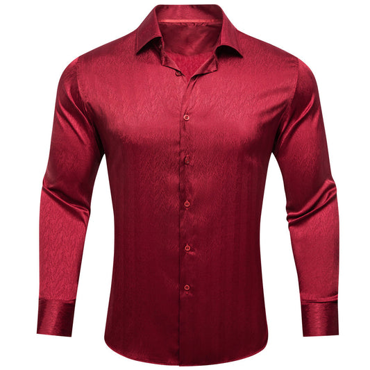 Red Novelty Silk Dress Shirt shirt S   - Sophisticated Gentlemen